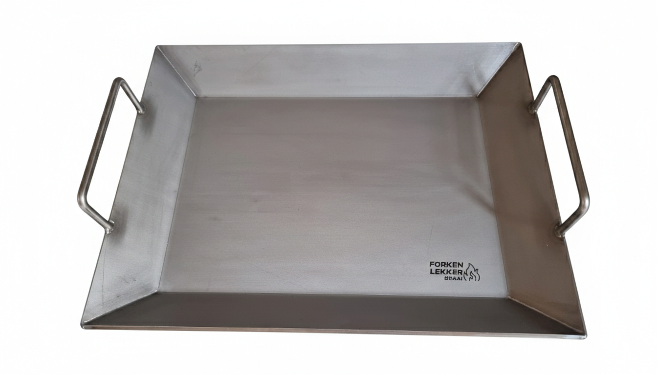 Forken Lekker Braai Flat Pan – stainless steel flat surface top view