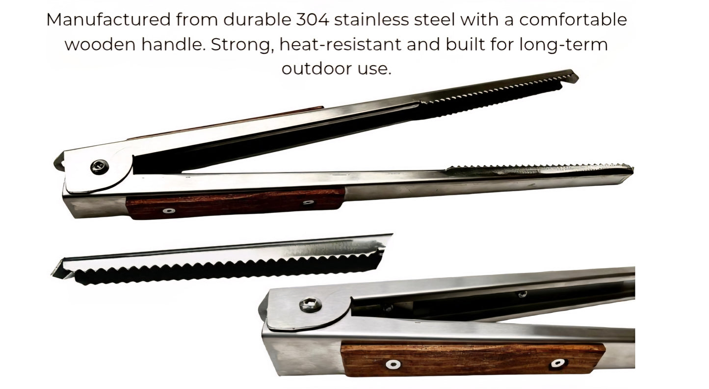 Braai Tong Stainless Steel 400mm – jaw detail close-up