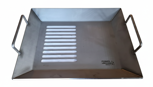 Forken Lekker Braai Griddle Pan – stainless steel ridged surface top view