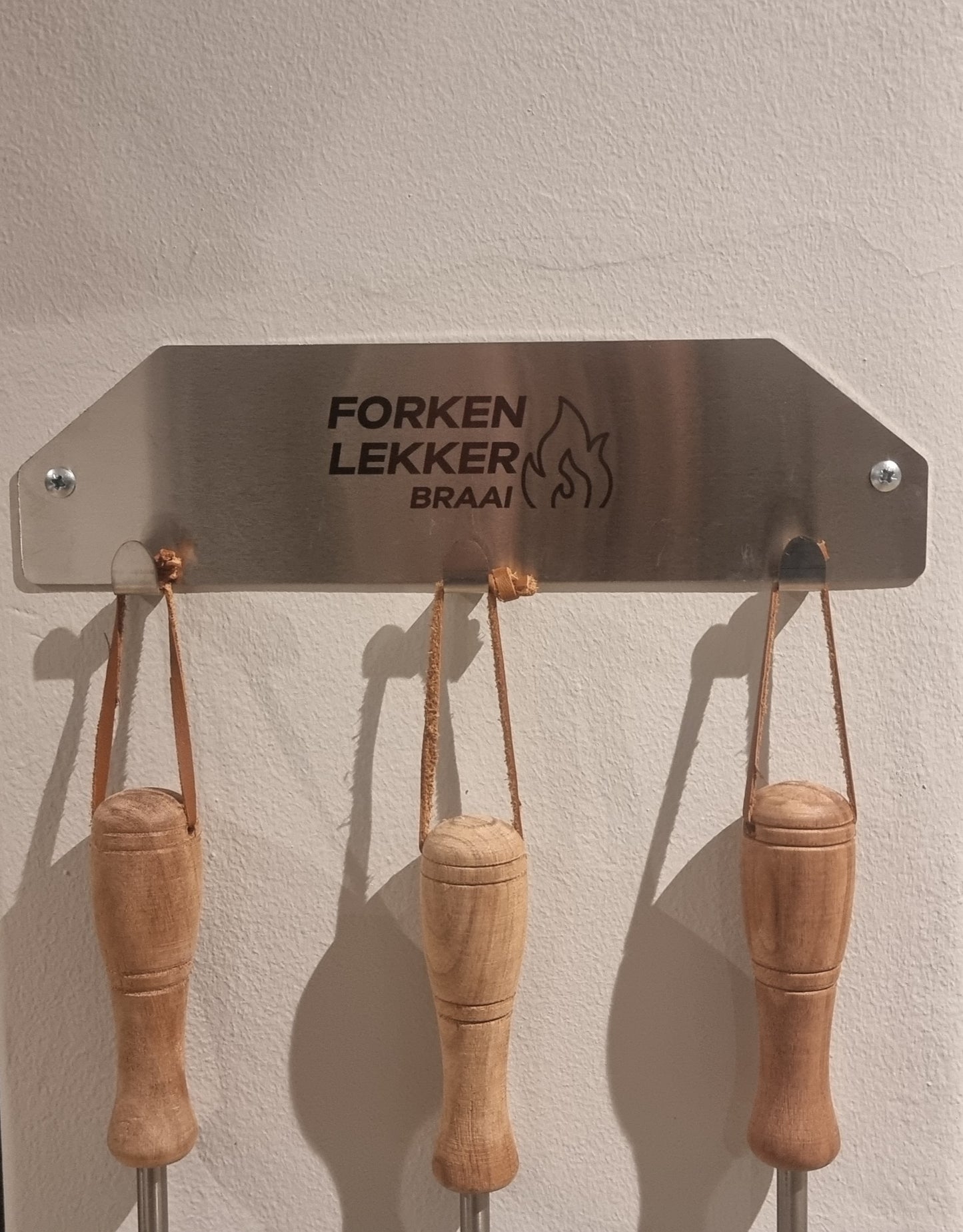 Forken Lekker Braai Wall Hanger 3 Hook – Stainless Steel