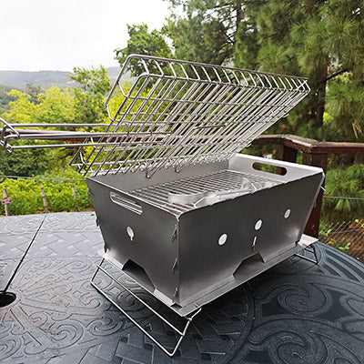 Flat Pack Deluxe Long Braai – fully assembled with extended cooking surface