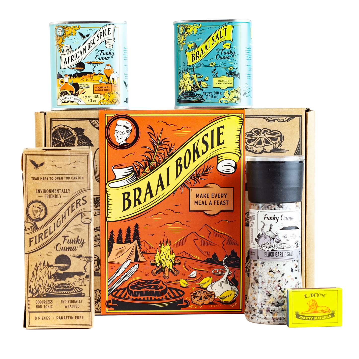 Funky Ouma Braai Sleeved Gift Box – full box front view