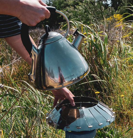 Gas Wind Protector with Bag – assembled around gas burner
