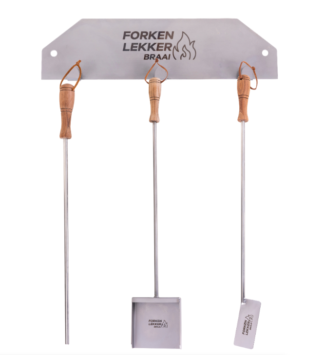 Forken Lekker Braai Trio Gift Set – spade, scraper and rake laid out together