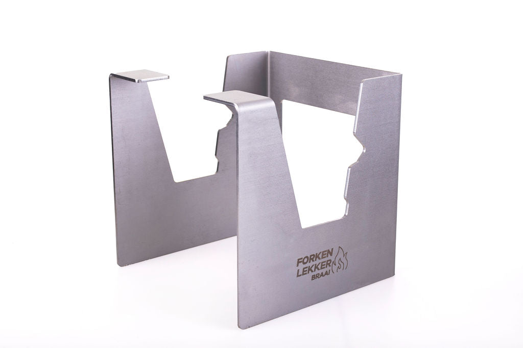 Forken Lekker Braai Rib Stand – fully assembled stainless steel side view
