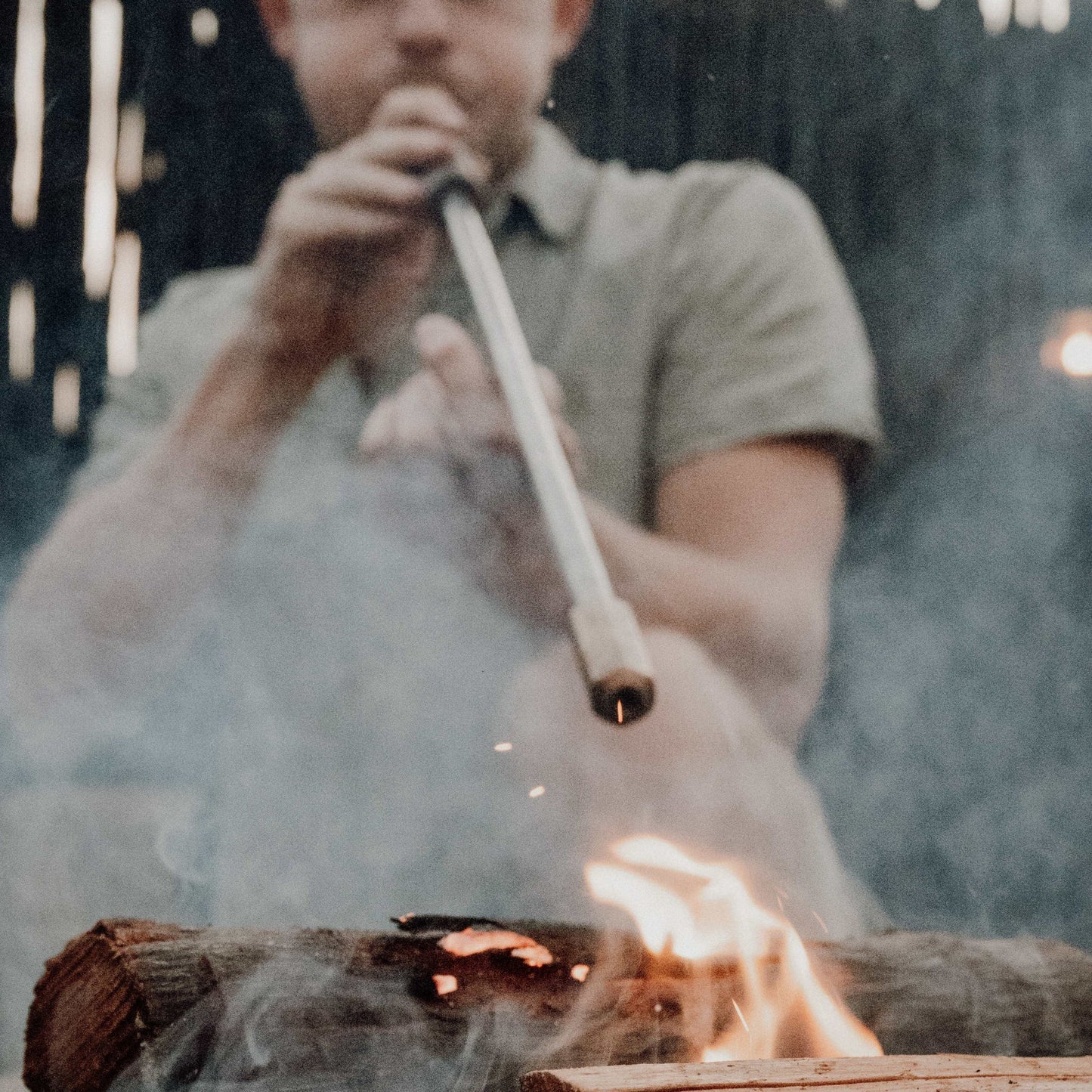Donkey Fire Blower 77cm – lifestyle shot at an open fire