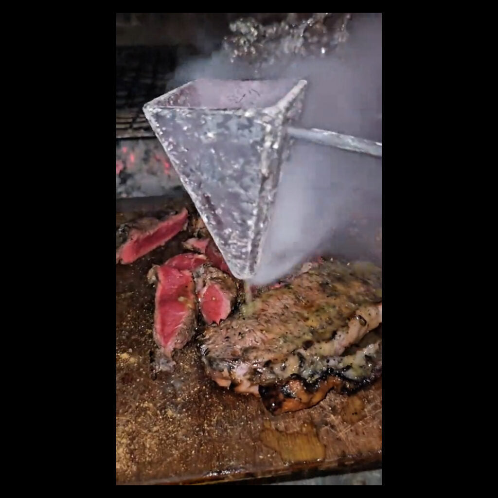 Flambadou with Bag Stand and Cup – stand assembled side view