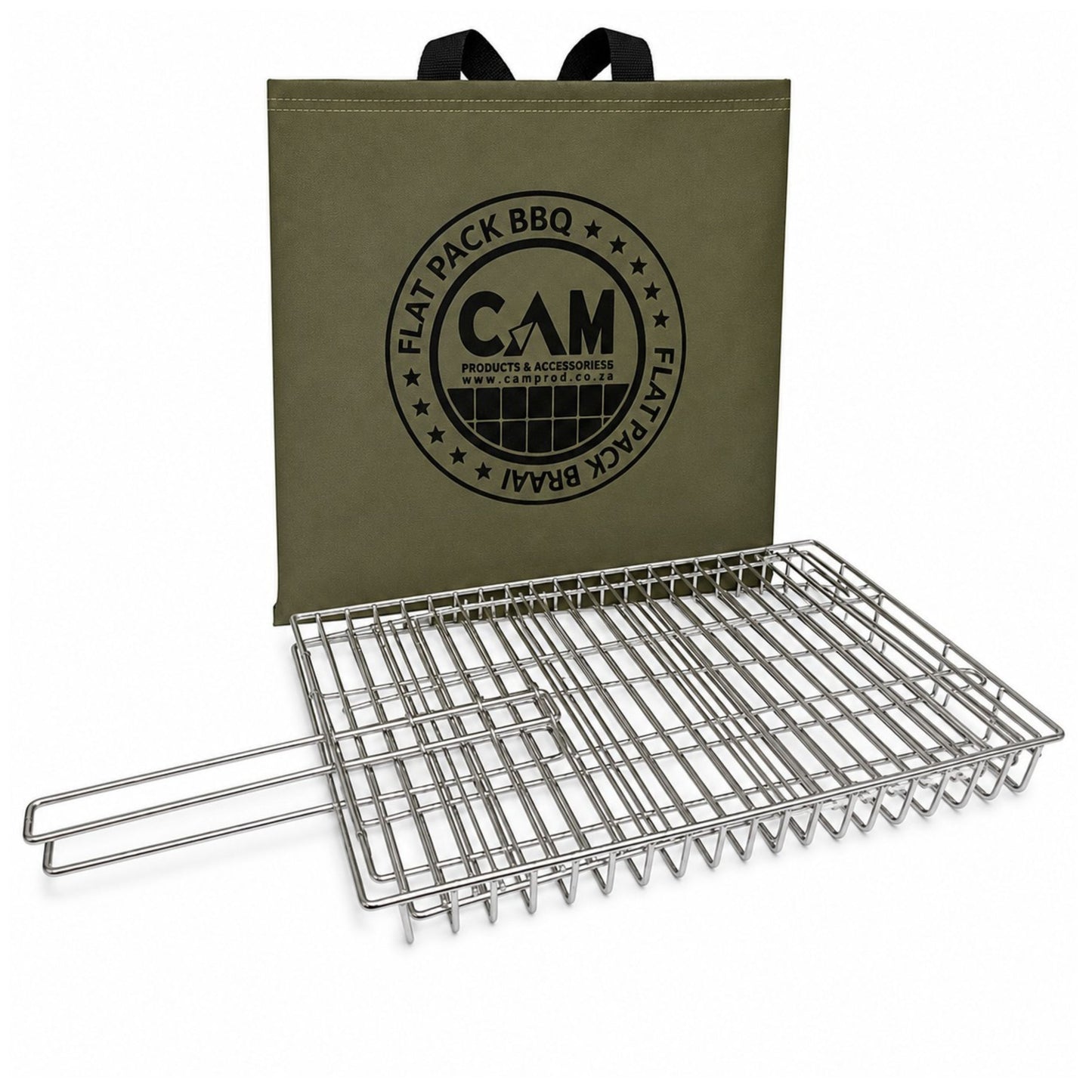 CAM Braai Grid Deluxe Long 45x30cm with Bag – 304 Stainless Steel