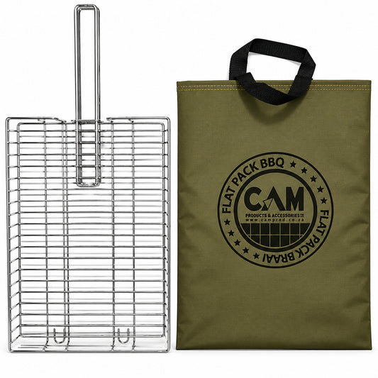 CAM Braai Grid Deluxe Long 45x30cm with Bag – 304 Stainless Steel
