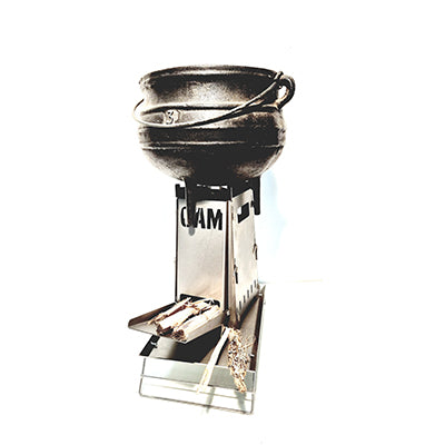 Flat Pack Rocket Stove – folded flat for storage